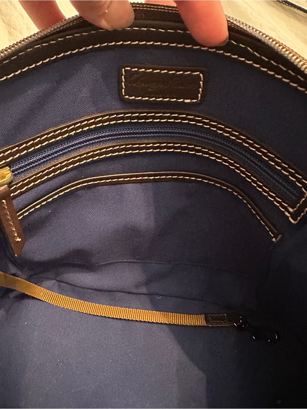 Dooney & Bourke Blue Diamond Celebration Satchel with Brown Trim - Picture 5 of 7